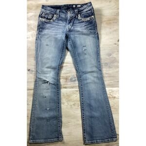 Miss Me Mid Rise Easy Boot Light‎ Wash Jeans Womens 27x31 Flare Boho Western